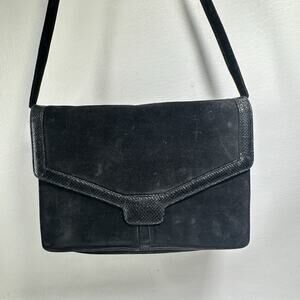 Vintage Jay Herbert Handbag Black Suede Leather Converts Clutch To Shoulder